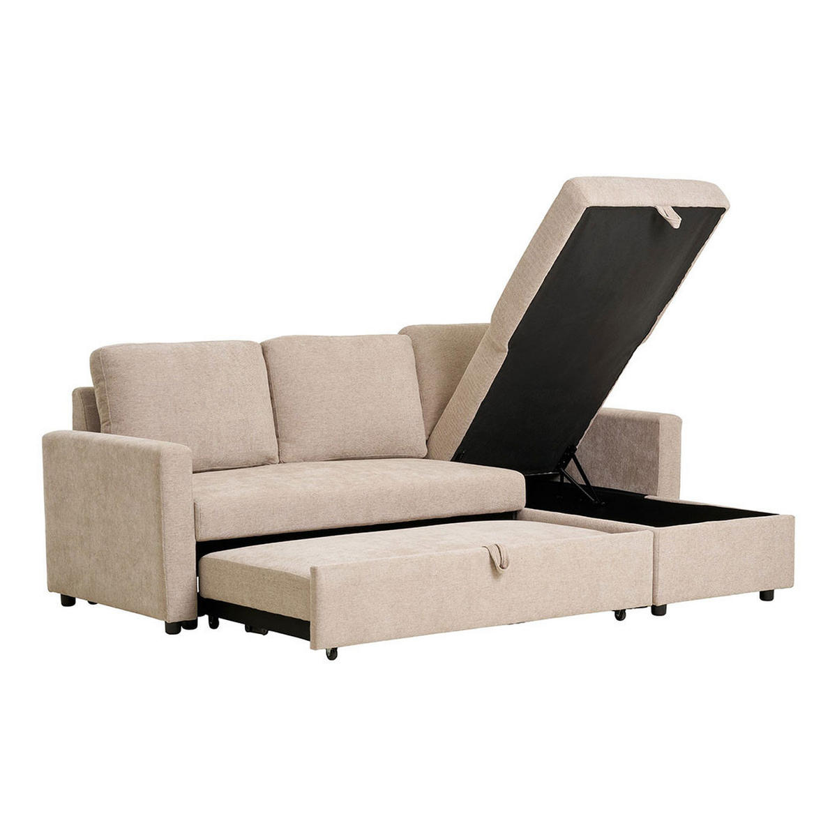 SCHLAFSOFA, Belfast, Sandfarben, Polyester, 150 x 218 x 87 cm - Sandfarben, Textil (150/87/218cm) - ebuy24