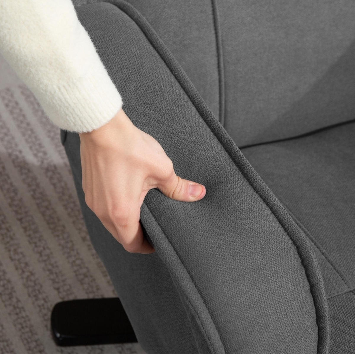 RELAXSESSELSET 67/87/96 cm in Dunkelgrau mit Hocker, Drehfunktion und Liegefunktion - Dunkelgrau, Textil (67/96/87cm) - Flora Grace