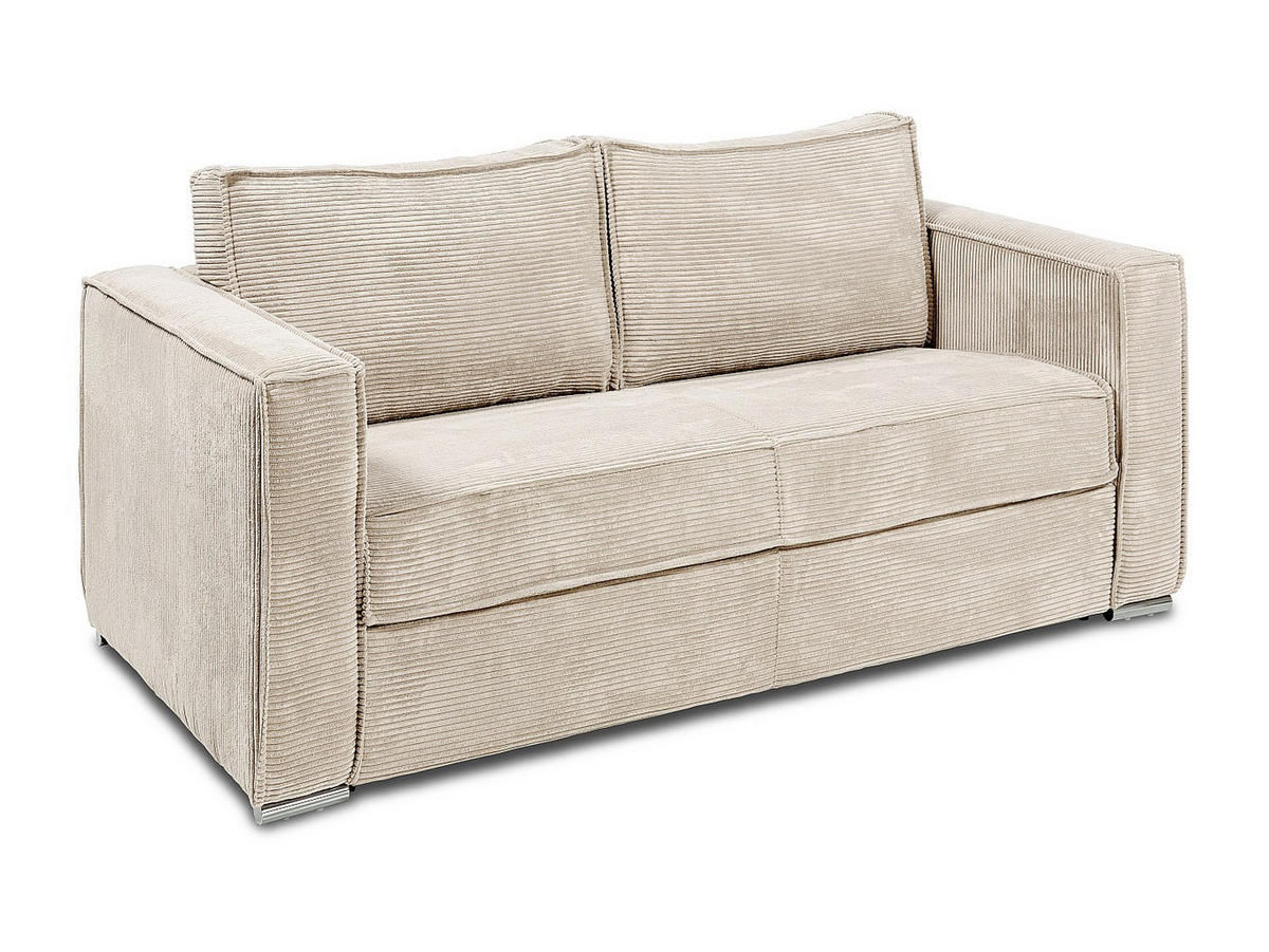 SCHLAFSOFA - 3 Personen - samt - beige Loreto - Beige, Textil (195/90/223cm) - Vente-Unique