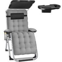 SONNENLIEGE Cloud Ii, mit Ablagetisch und Stautasche, hellgrau - Hellgrau, Kunststoff (84/103/168cm) - tectake