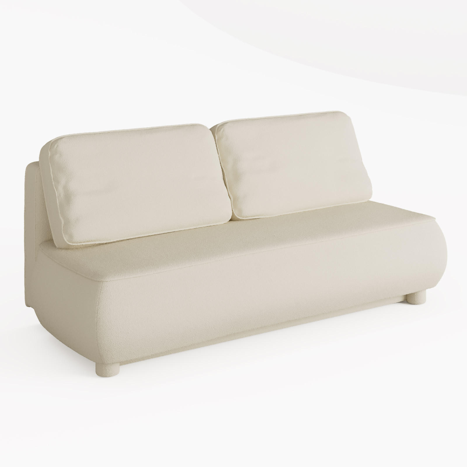 SOFA LUMIO Weiß Bouclé-Stoff mit Schlaffunktion und Bettkasten - Weiß, Holz (209/96/96cm) - Barchello