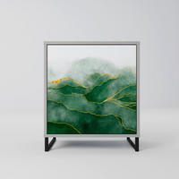 SIDEBOARD EXPENSIVE NATURE, Grau, 57,5x42x67,5 cm, Schwarze Metall-Rahmenfüße - Multicolor/Schwarz, Holzwerkstoff/Metall (57.5/67.5/42cm) - SpaceRebels