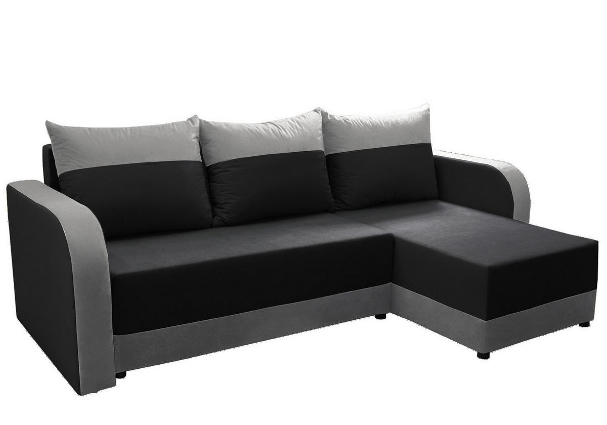 ECKSOFA Hawana Schwarz/Grau Alova 14+15 - Schwarz/Grau, Naturmaterialien (280/138cm) - imoebel24