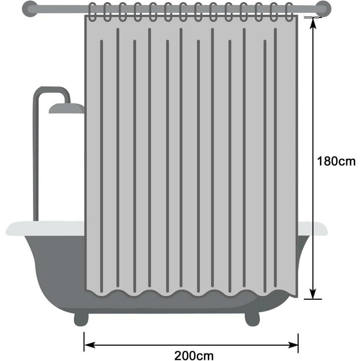 DUSCHVORHANG Weiß 200 x 180 cm Wasserdicht Schnell Trocknend - Weiß, Textil (200/180cm)