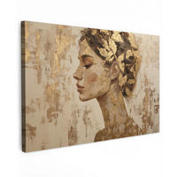 LEINWANDBILD Frau - Gold - Abstrakt - Textur XXL 150x100 cm - Goldfarben, Textil (150/100cm) - MuchoWow