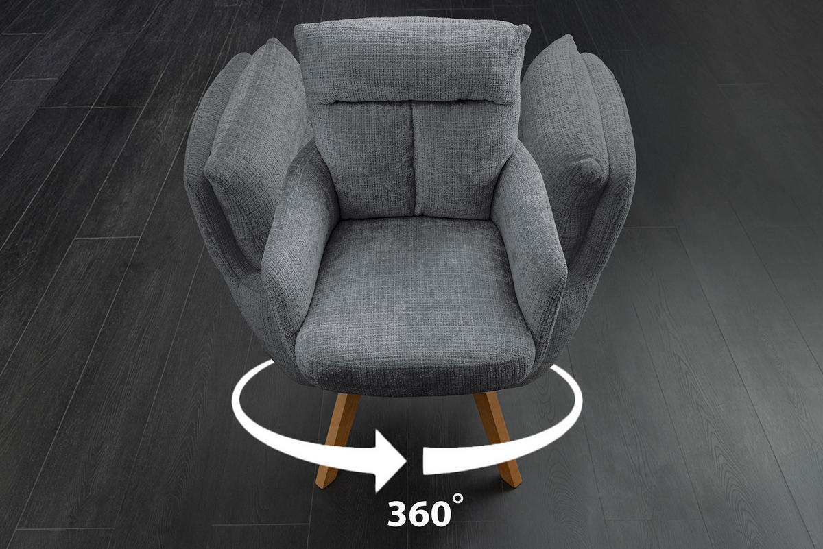STUHL BIG GEORGE Chenille Grau 90 cm - Braun/Grau, Holz/Kunststoff (60/92/67cm) - riess-ambiente