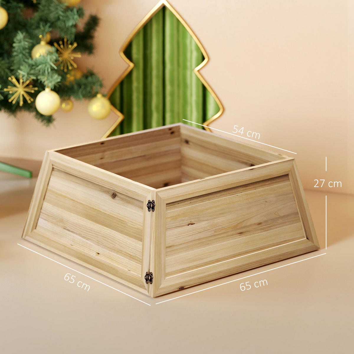 WEIHNACHTSBAUMROCK 65 x 65 cm Weihnachtsbaum Kragen aus Tannenholz, Naturholz - Naturfarben, Holz (27cm) - HOMCOM