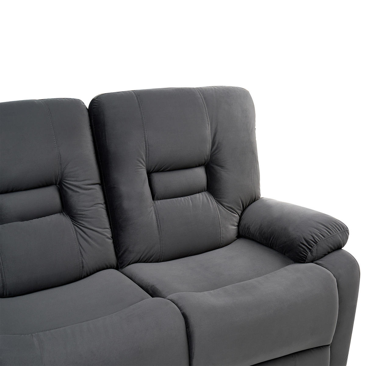 SOFA elektrisch verstellbar 3-Sitzer Samtstoff Dunkelgrau Bergen - Dunkelgrau/Grau, Textil (202/101/72cm) - Beliani
