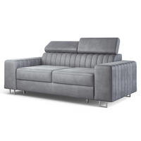 BETTSOFA SOLAN Hellgrau Velours-Stoff mit Schlaffunktion - Hellgrau, Holz/Textil (194/88/90cm) - MASSENO
