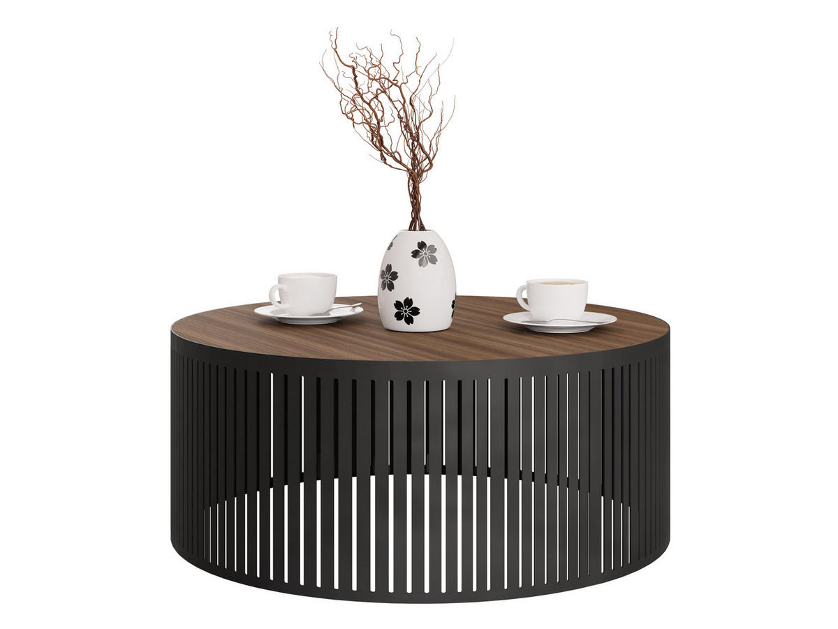 COUCHTISCH Velede Mini - Nussbaumfarben/Schwarz, Holzwerkstoff/Metall (59/59/30cm) - MIRJAN24