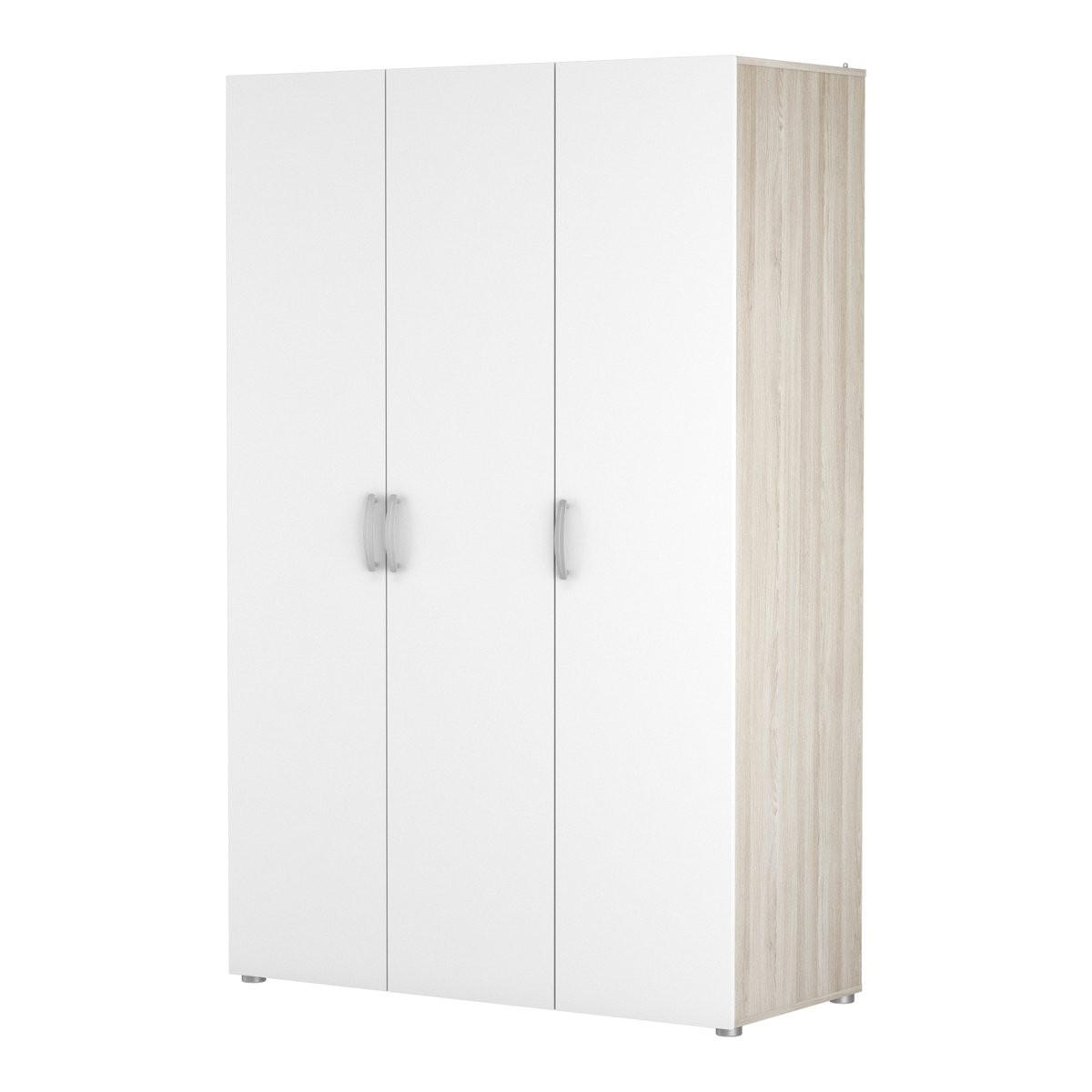 KLEIDERSCHRANK mit 3 Türen, Kleiderstange und Wäscheschrank L119,1 cm - Nano - Weiß, Holzwerkstoff (51.3/184.8/119.1cm) - Calicosy