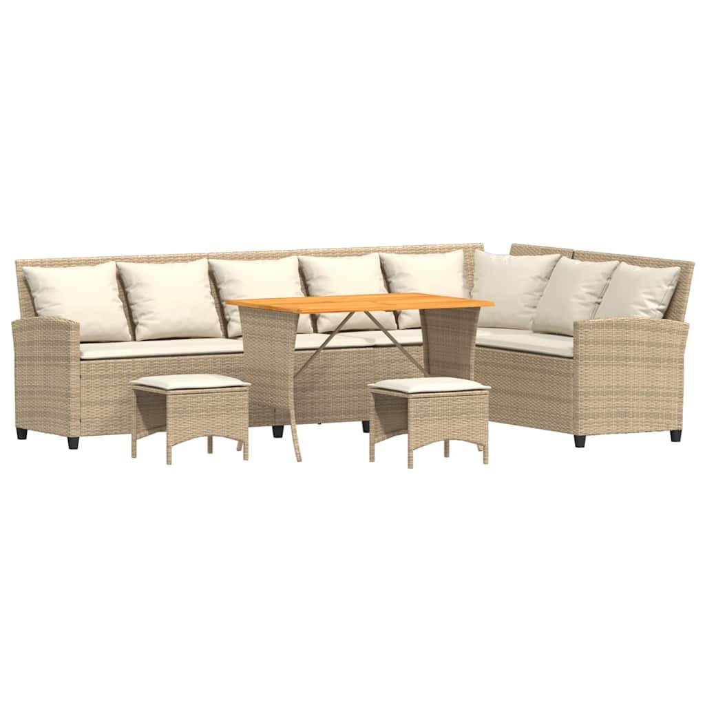 GARTEN-SOFAGARNITUR 4Er Set Mit Kissen L-Form Beige Poly Rattan - Hellgrau, Kunststoff - vidaXL