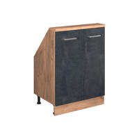DACHSCHRÄGENSCHRANK Rion Schwarz Beton mit 2 Türen - Schwarz, Holzwerkstoff (60/81.6/46cm) - Vicco