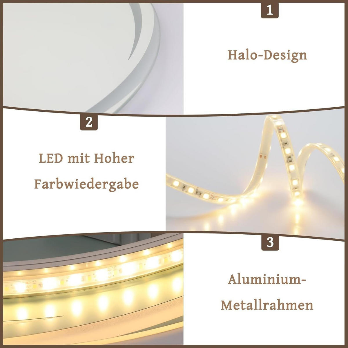 BADSPIEGEL Modernf Timo 50/50/2.4 cm - Alufarben, Glas/Metall (50/2.4/50cm) - ZMH