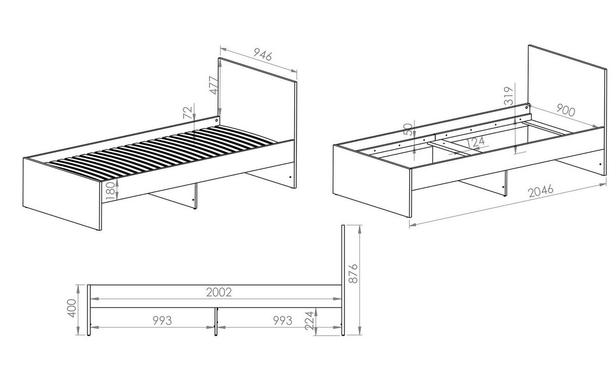 BETT Elmo weiß / Buche 95 / 205 / 88cm - Buchefarben/Weiß, Holz/Holzwerkstoff (90/200cm) - Feldmann-Wohnen