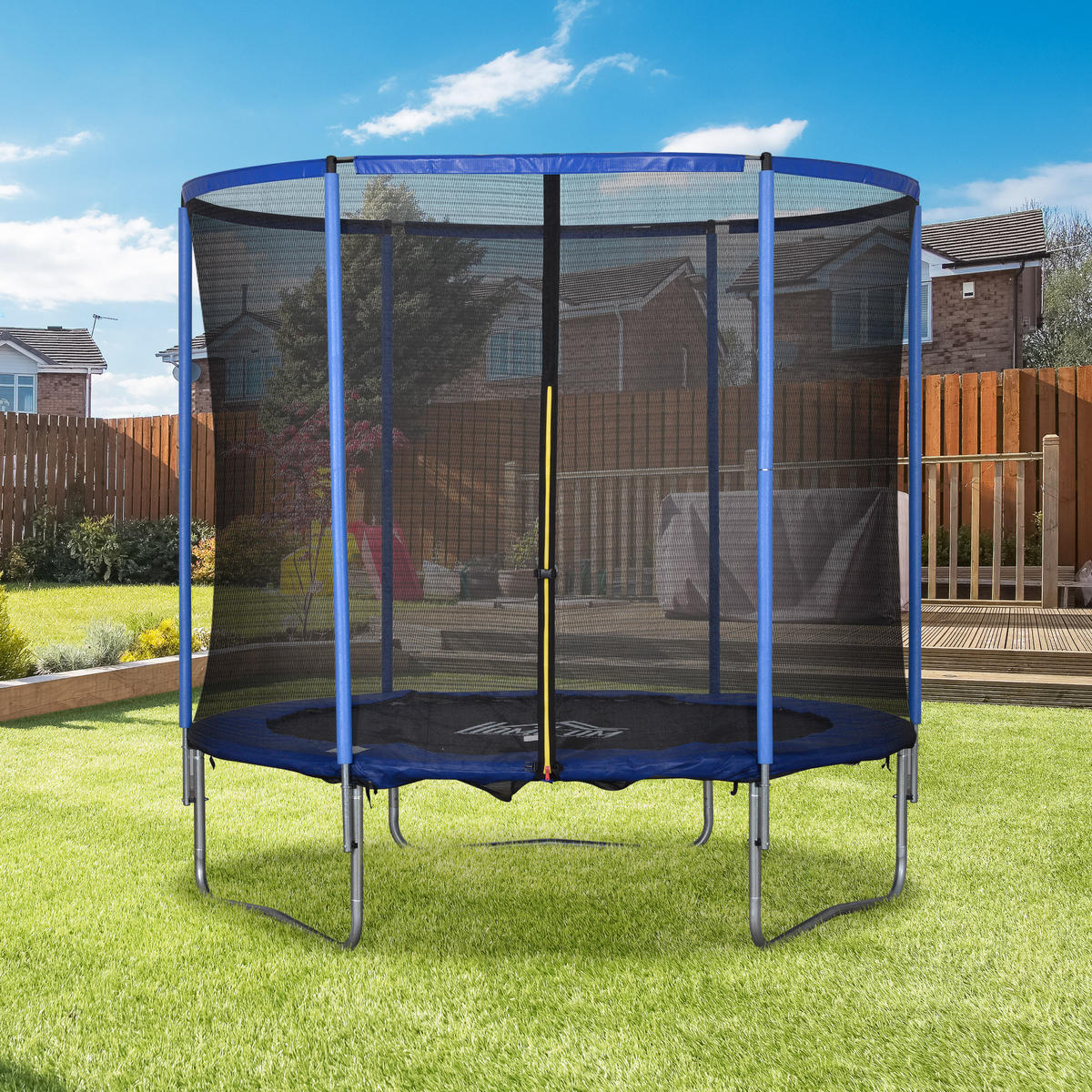 TRAMPOLIN mit Sicherheitsnetz Gartentrampolin Stahl Ø244 x 240H cm - Blau, Metall (244/240/244cm) - HOMCOM