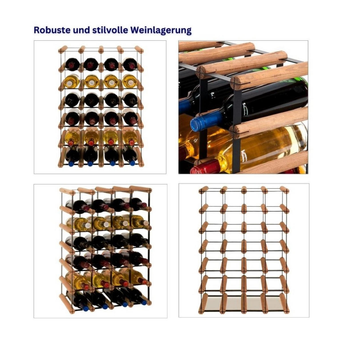 WEINREGAL Vinotega Mod Metal 62,5x42,5x24,5 cm 4x6 Flaschen Massives Kiefernholz Braun Geölt - Braun, Holz (42.5/62.5/24.5cm) - PROREGAL