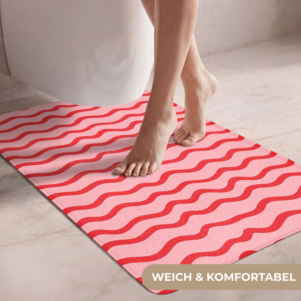 PREDLOŽKA PRED WC Hravé - vzor - červená 60x90 cm - ružová, textil/plast (60/1cm) - OnlyWow