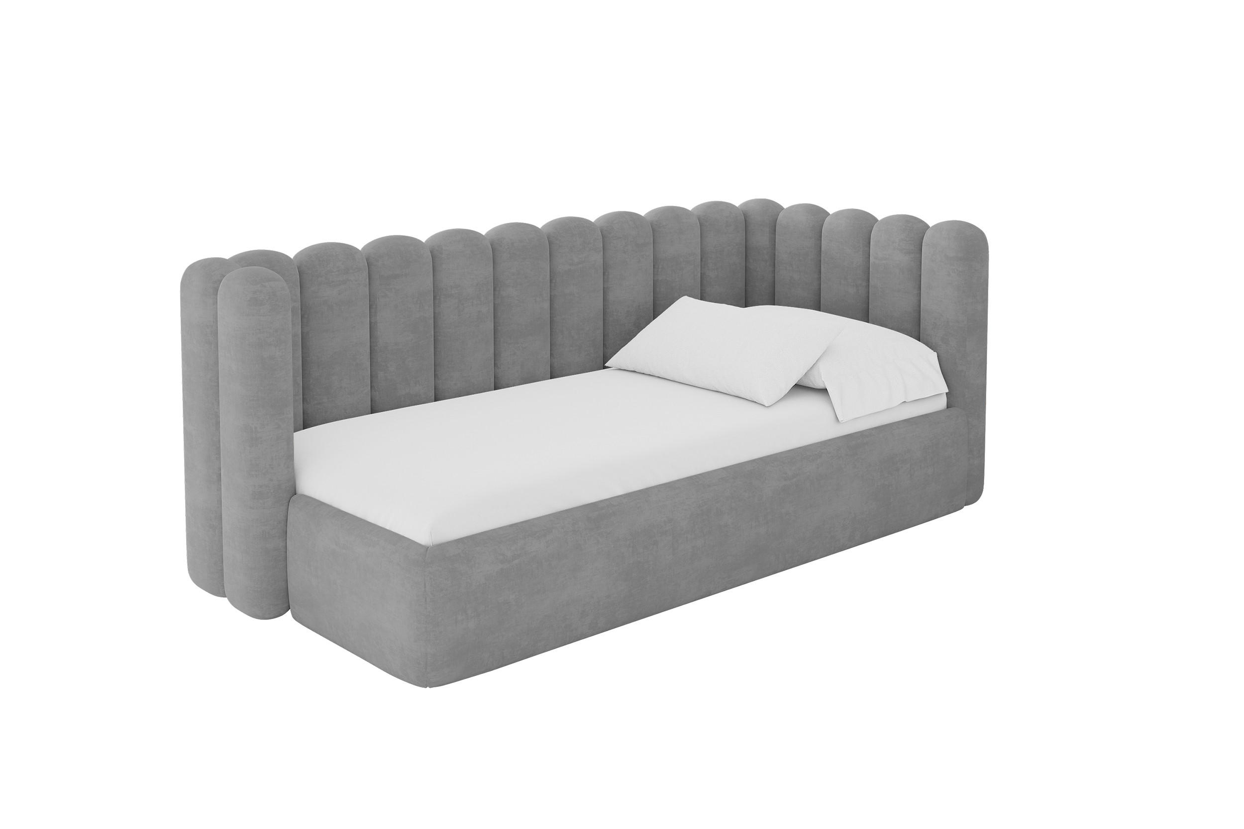 ALTDECOR JEDNOLŮŽKOVÁ POSTEL pro mládež s úložným prostorem a matrací H3/H4, vlevo - HUGY 90x200 šedá