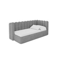 EINZELLBETT Jugendbett mit Bettkasten und Matratze H3/H4, Links - HUGY 100x200 Grau - Hellgrau, Holzwerkstoff/Textil (100/200cm) - ALTDECOR