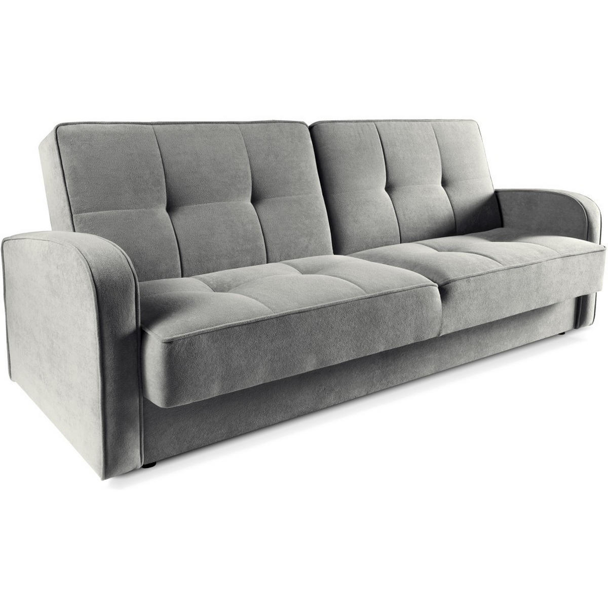 SCHLAFSOFA 3-Sitzer Pavo mit Bettkasten, Grau - Schwarz/Grau, Textil (222/90/93cm) - Beautysofa