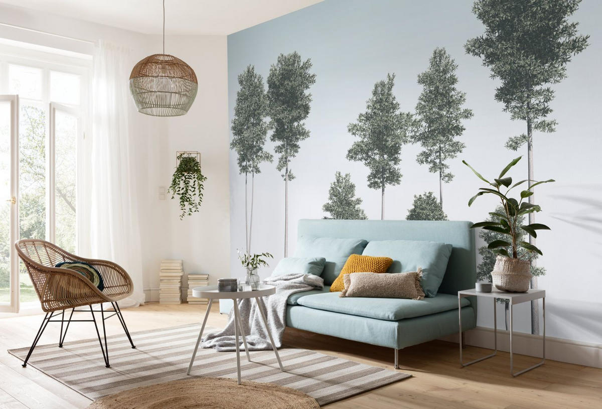 FOTOTAPETE Bäume 400 x 280 cm - Grün, Papier (400/280cm) - Sanders & Sanders