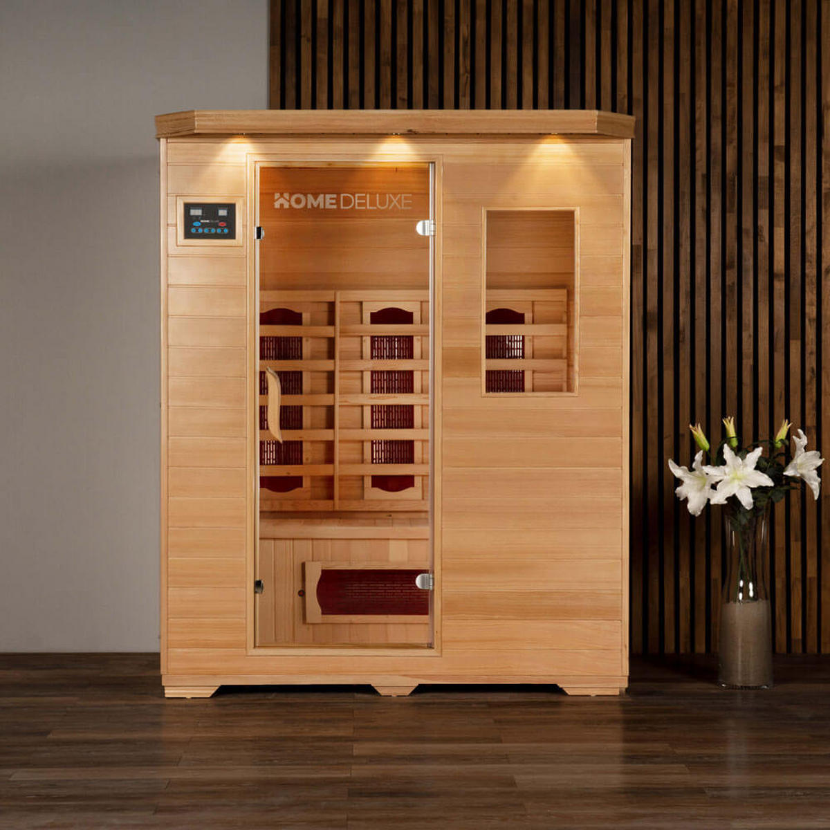INFRAROTKABINE REDSUN L - 153 x 110 cm für 3 Personen - Braun, Holz (153/190/110cm) - Home Deluxe
