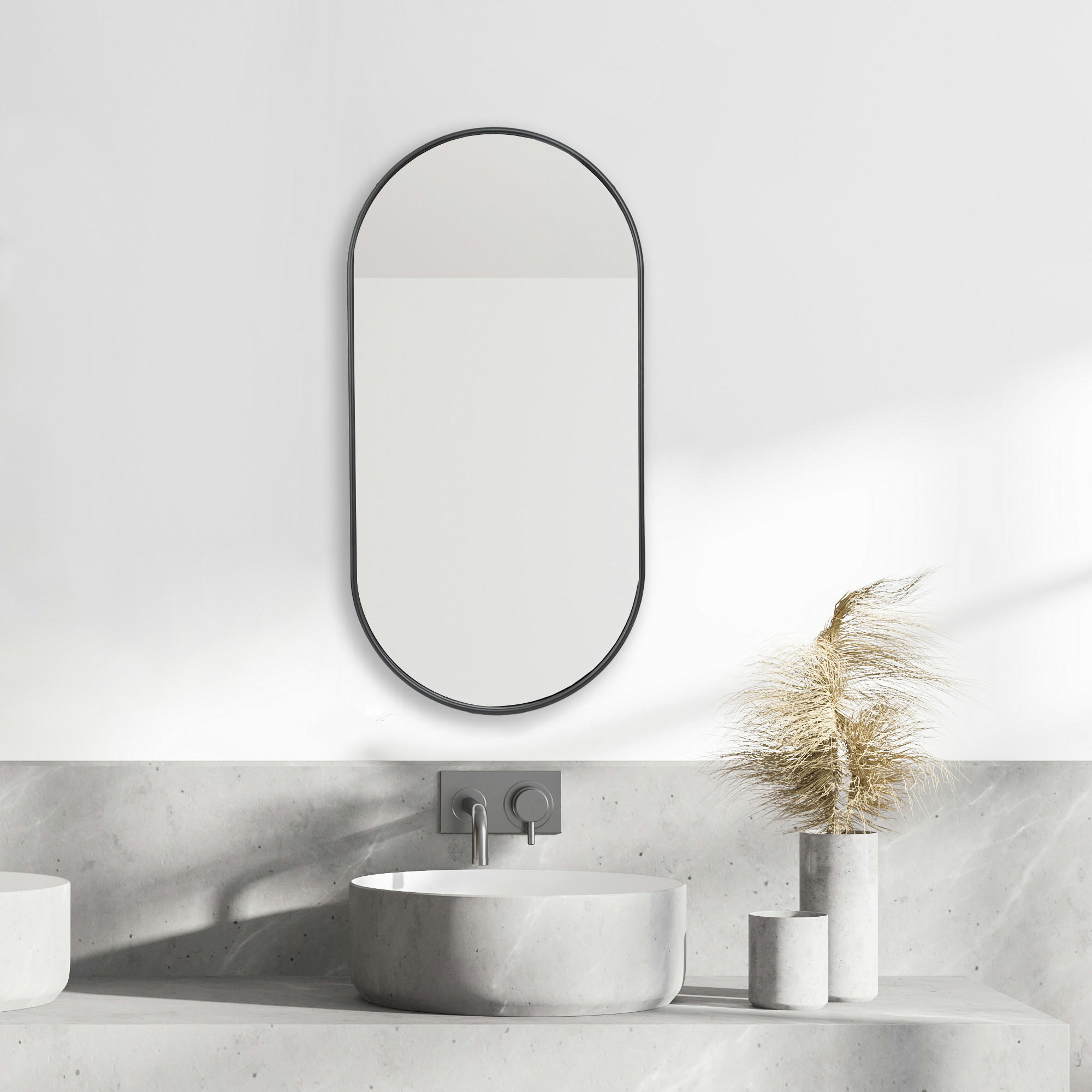 WANDSPIEGEL Picciano - Schwarz, Glas/Metall (40/2.8/80cm) - [en.casa]