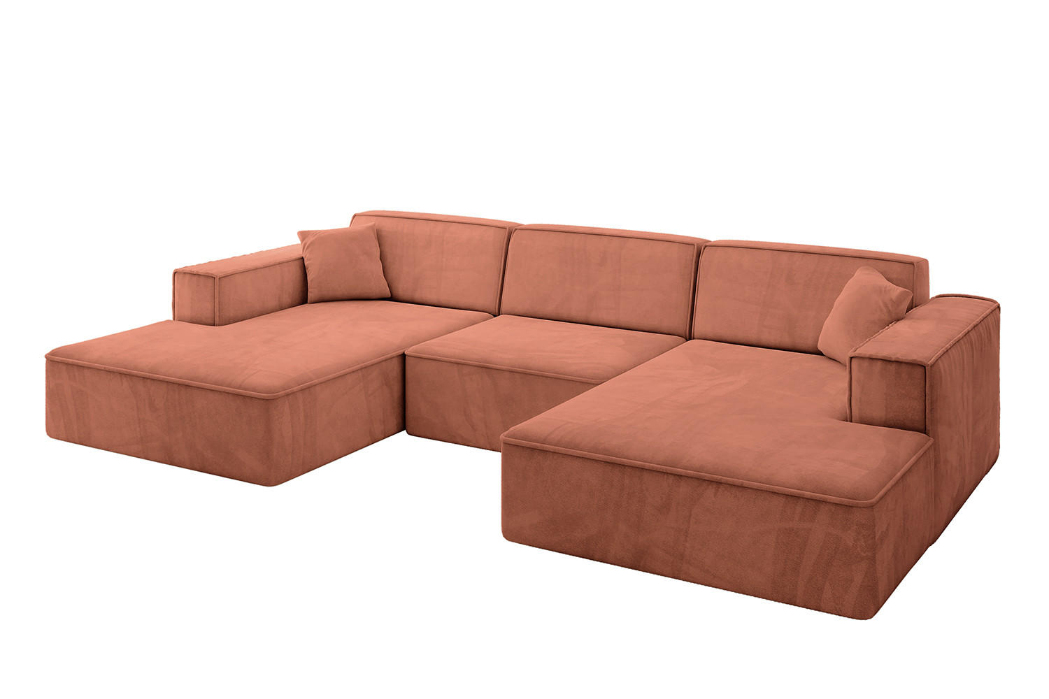 WOHNLANDSCHAFT IREA-U1-v4 - 297x165x72,5 cm Apricot - Koralle, Holzwerkstoff/Textil (297/72/165cm) - ALTDECOR