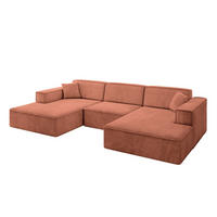 WOHNLANDSCHAFT IREA-U1-v4 - 297x165x72,5 cm Apricot - Koralle, Holzwerkstoff/Textil (297/72/165cm) - ALTDECOR