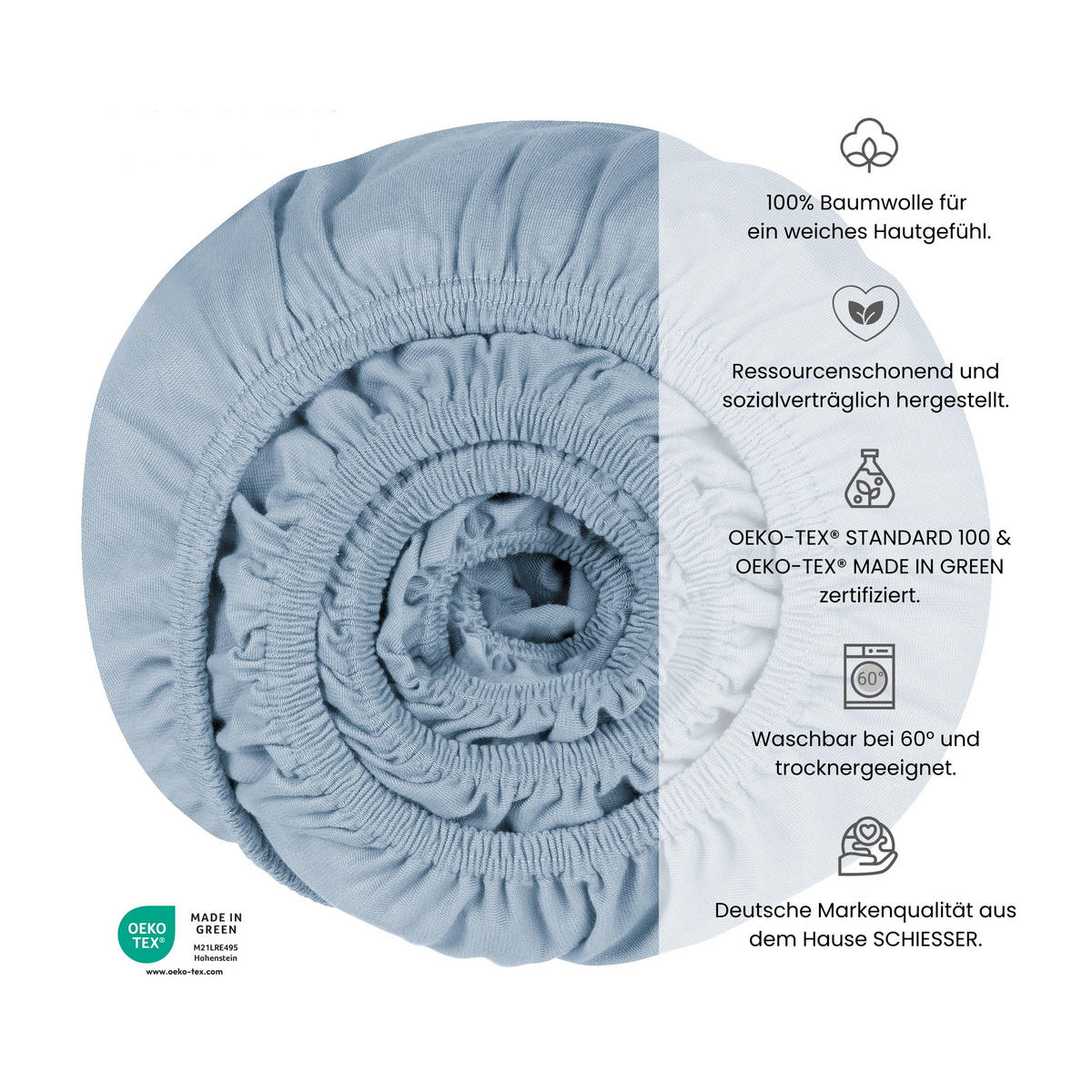 SPANNBETTLAKEN New Jersey - Edeljersey - 100 x 200 cm - Hellblau - Hellblau, Textil (100/200cm) - Uncover by Schiesser