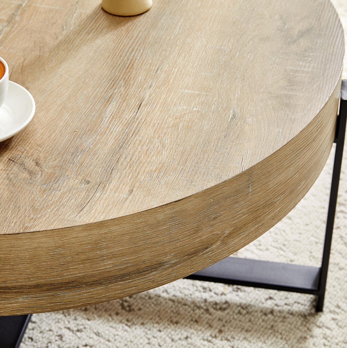 COUCHTISCH 68/36 cm Schwarz aus MDF und Metall mit Kreuzgestell - Schwarz, Holzwerkstoff (68/68/36cm) - OKMYHOME