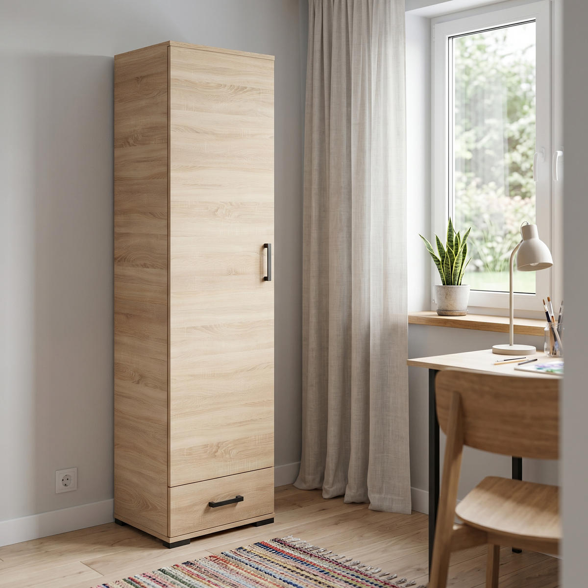 DREHTÜRENSCHRANK ALBANO 50/186/40cm 1-türig Sonoma Eiche - Sonoma Eiche, Holzwerkstoff (50/186/40cm) - MASSENO
