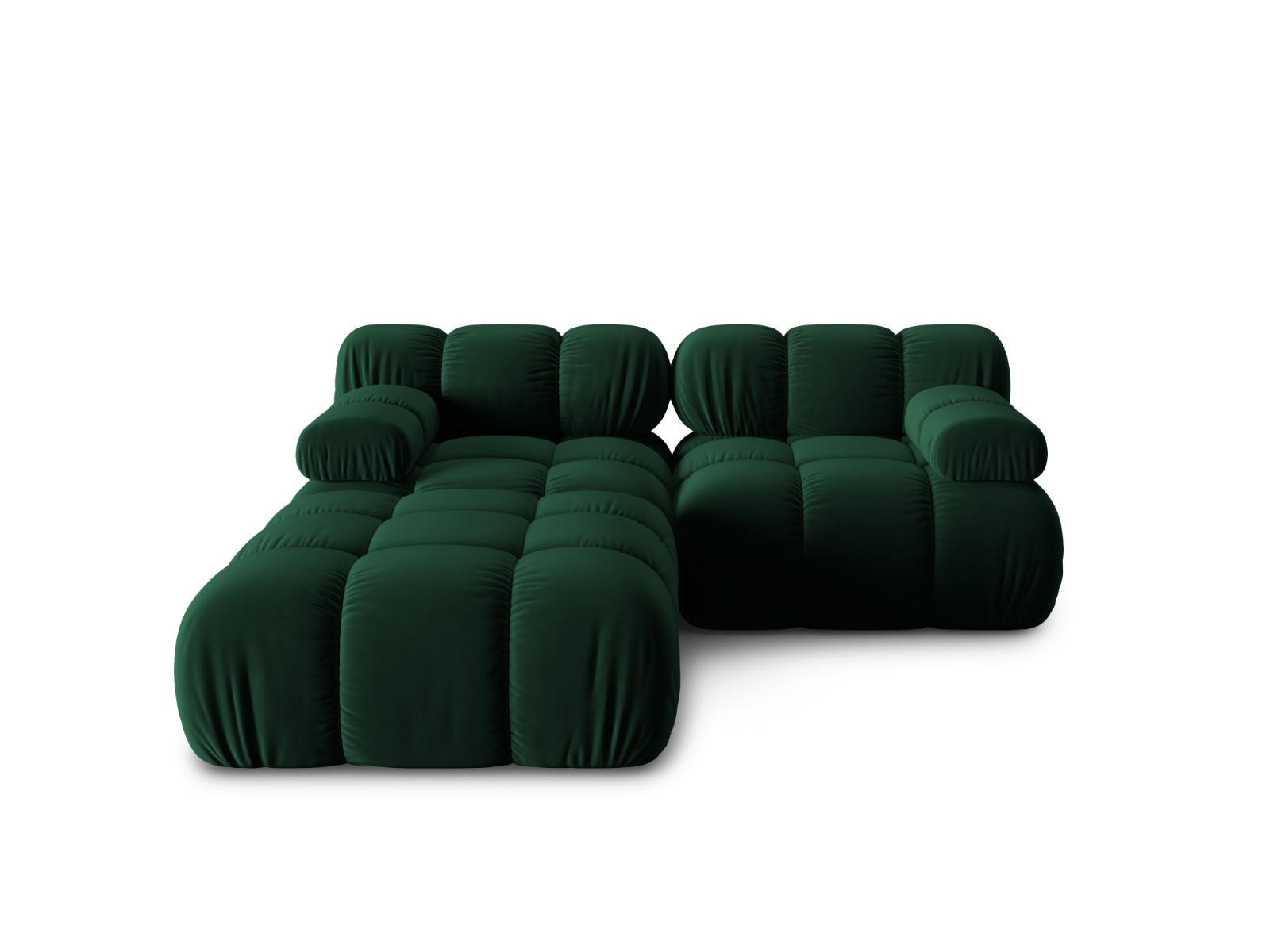 MODULARES-SOFA Bellis aus Samt flaschengrün 3 Sitzplätze - Grün, Textil (188/63/188cm) - Micadoni