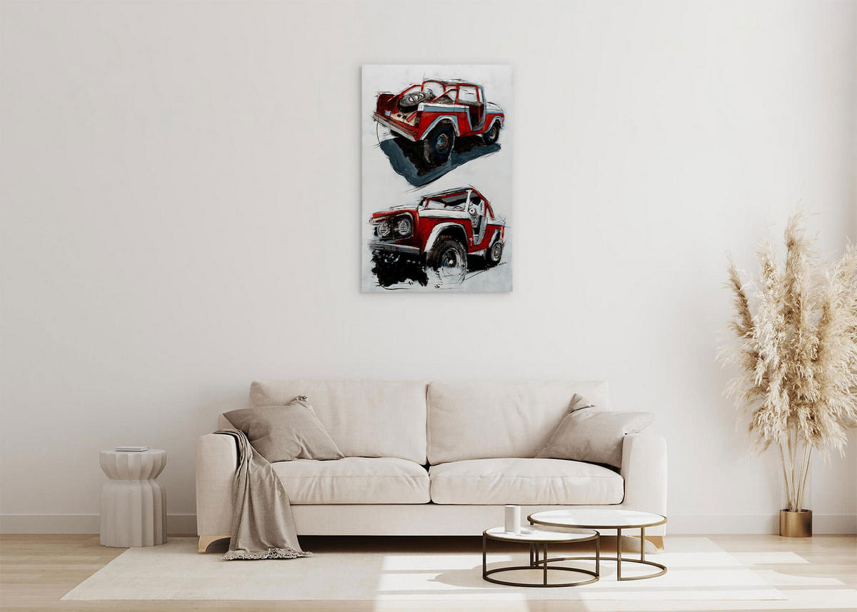 METALLBILD Rot 60/90 cm - Rot/Grau, Metall (4.8/90cm) - KUNSTLOFT
