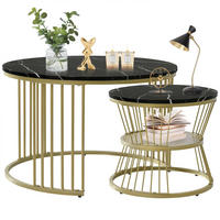 COUCHTISCH-SET, Schwarz,77 x 77 cm/ 45 x 45 cm, 2 Teile - Schwarz, Holzwerkstoff (70/70/45cm) - GENKI LIVING