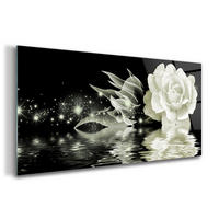 GLASBILD 120x60 cm Die Rose - Greige/Schwarz, Glas (120/60cm) - TULUP