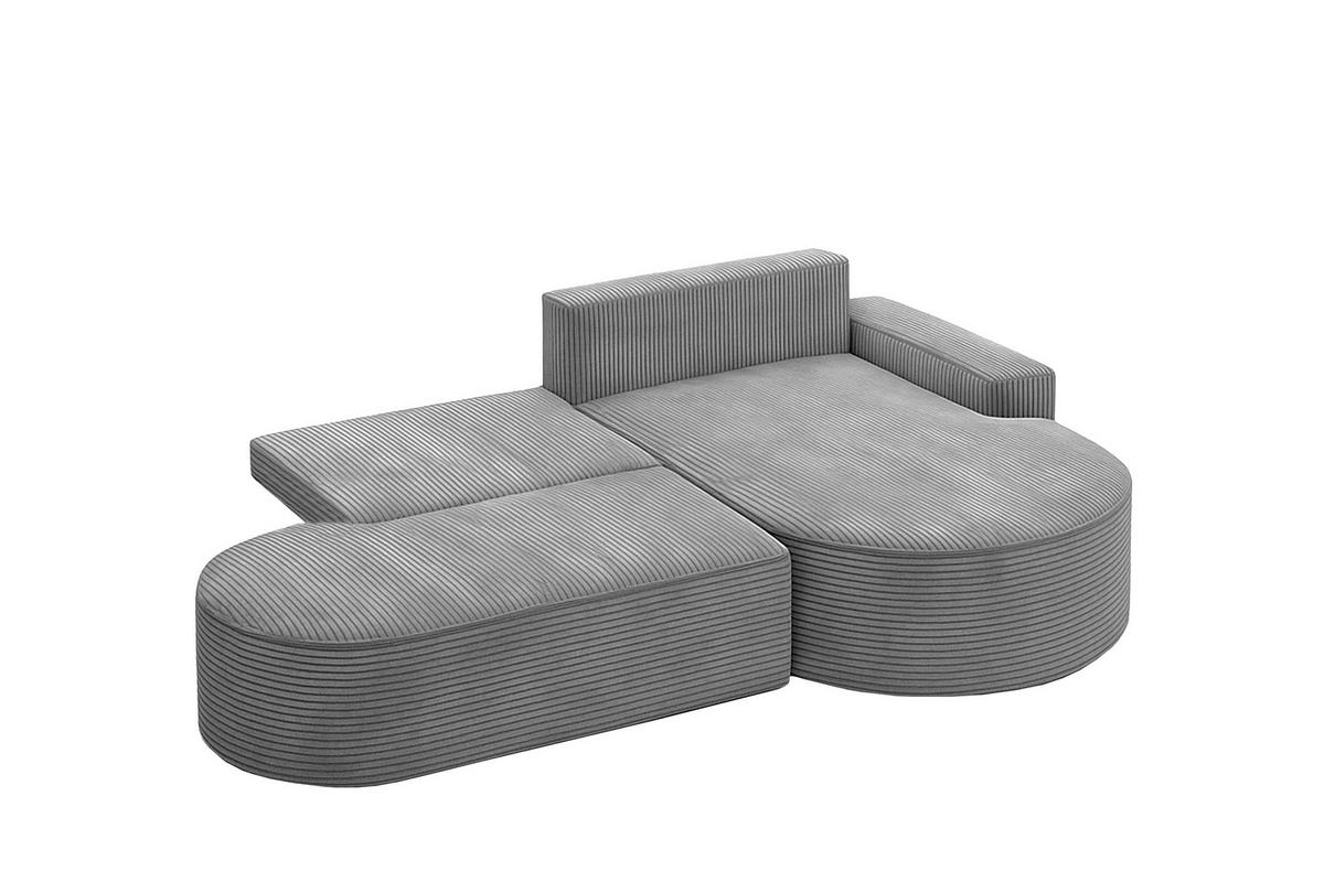 ECKSOFA mit Schlaffunktion und Bettkasten Modena Runden stoff Poso Silber Rechts - Silberfarben, Holz/Textil (278/179cm) - Kaiser Möbel