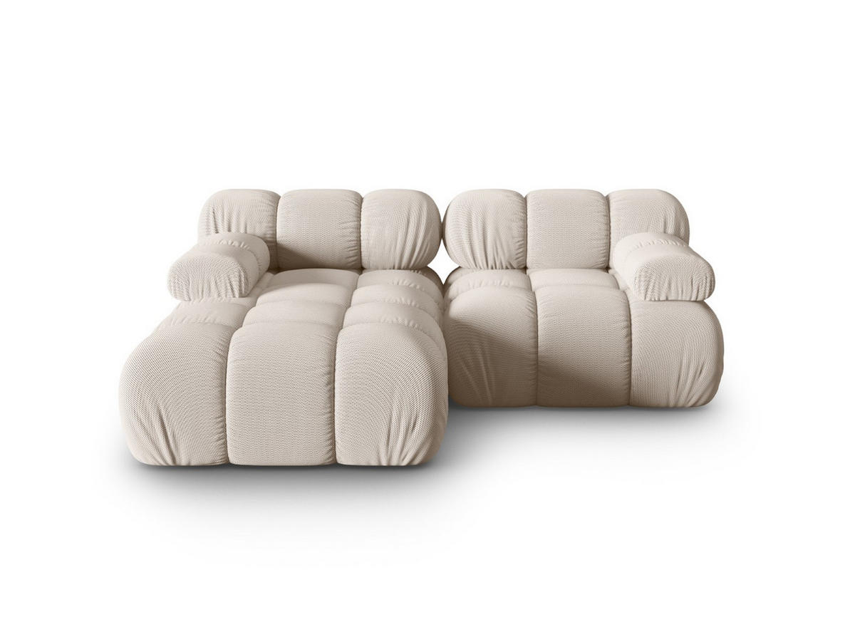 ECKSOFA modular links Bellis aus 3D-Stoff leichtes beige 3 Sitzplätze - Creme, Textil (155/188cm) - Micadoni