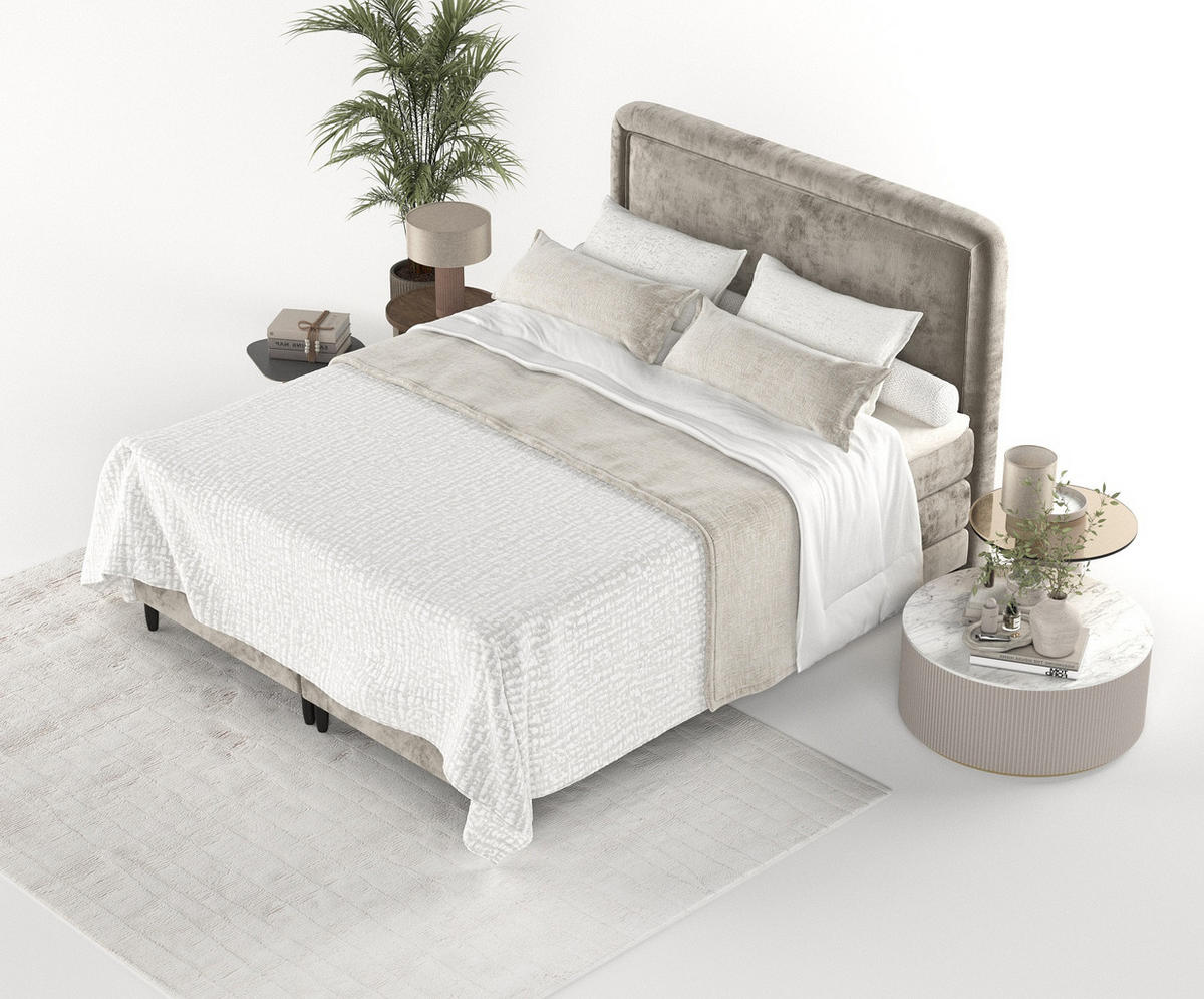 BOXSPRINGBETT Dove Beige 160/200 cm mit Matratzen und Topper - Beige/Schwarz, Holz/Holzwerkstoff (160/200cm) - Maison de Reve