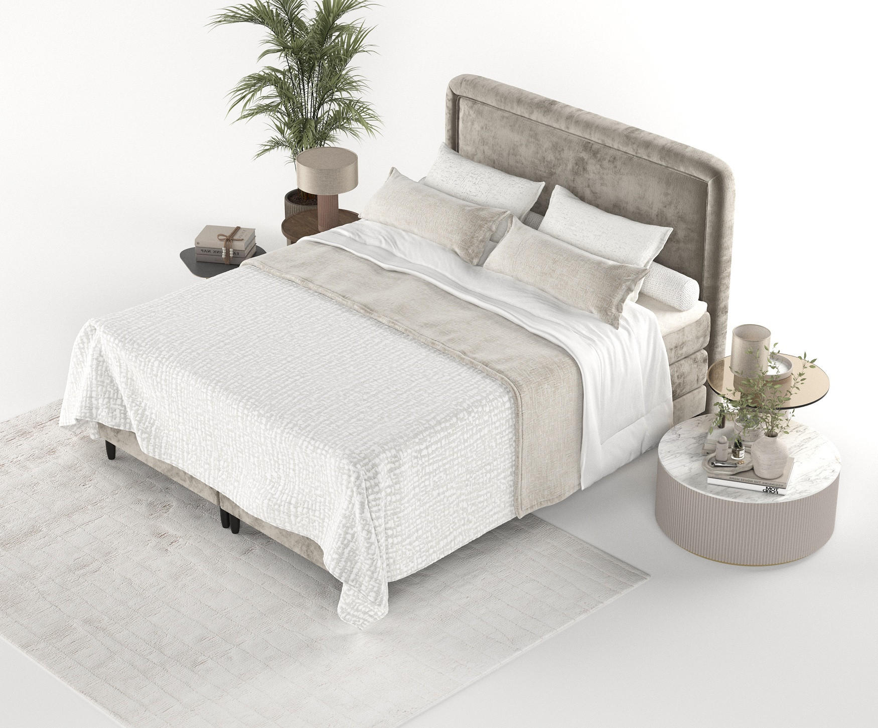 Thumbnail - Maison de Reve Boxspringbett, Beige, Textil, Buche, Kiefer, H2 + H3, Höhe ca. 36 cm, 180x200 cm, Oeko-Tex® Standard 100,...