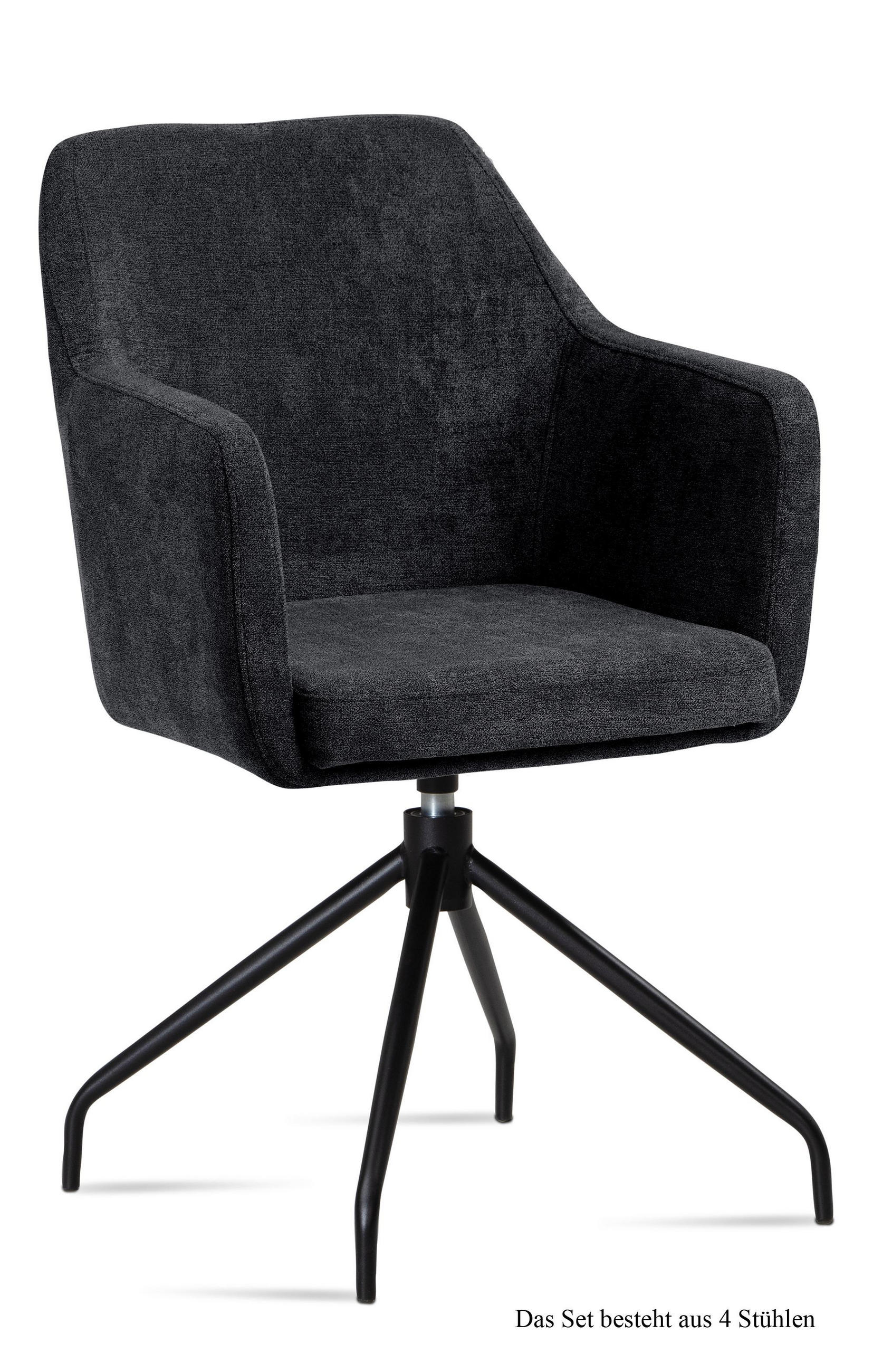 ARMLEHNSTUHL drehbar (4er-Set) Donnie 57x87x60 Schwarz/Anthrazit - Anthrazit/Schwarz, Kunststoff (60/87/57cm) - 58aufmkessel