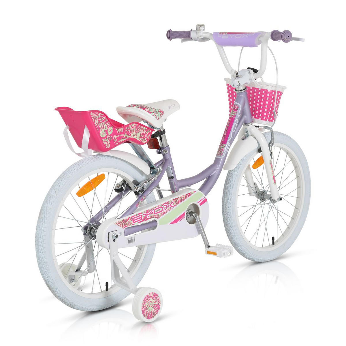 KINDERFAHRRAD Fashion 20 Zoll lila Stützräder, Korb am Lenker, Puppensitz - Violett, Metall (87cm)