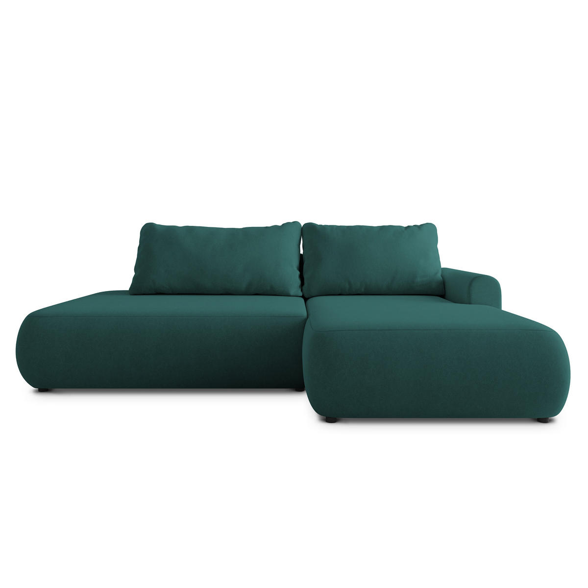 ECKSOFA NUVIRA CL R-S Blau Samtstoff mit Schlaffunktion - Blau, Holzwerkstoff/Textil (279/158cm) - MASSENO
