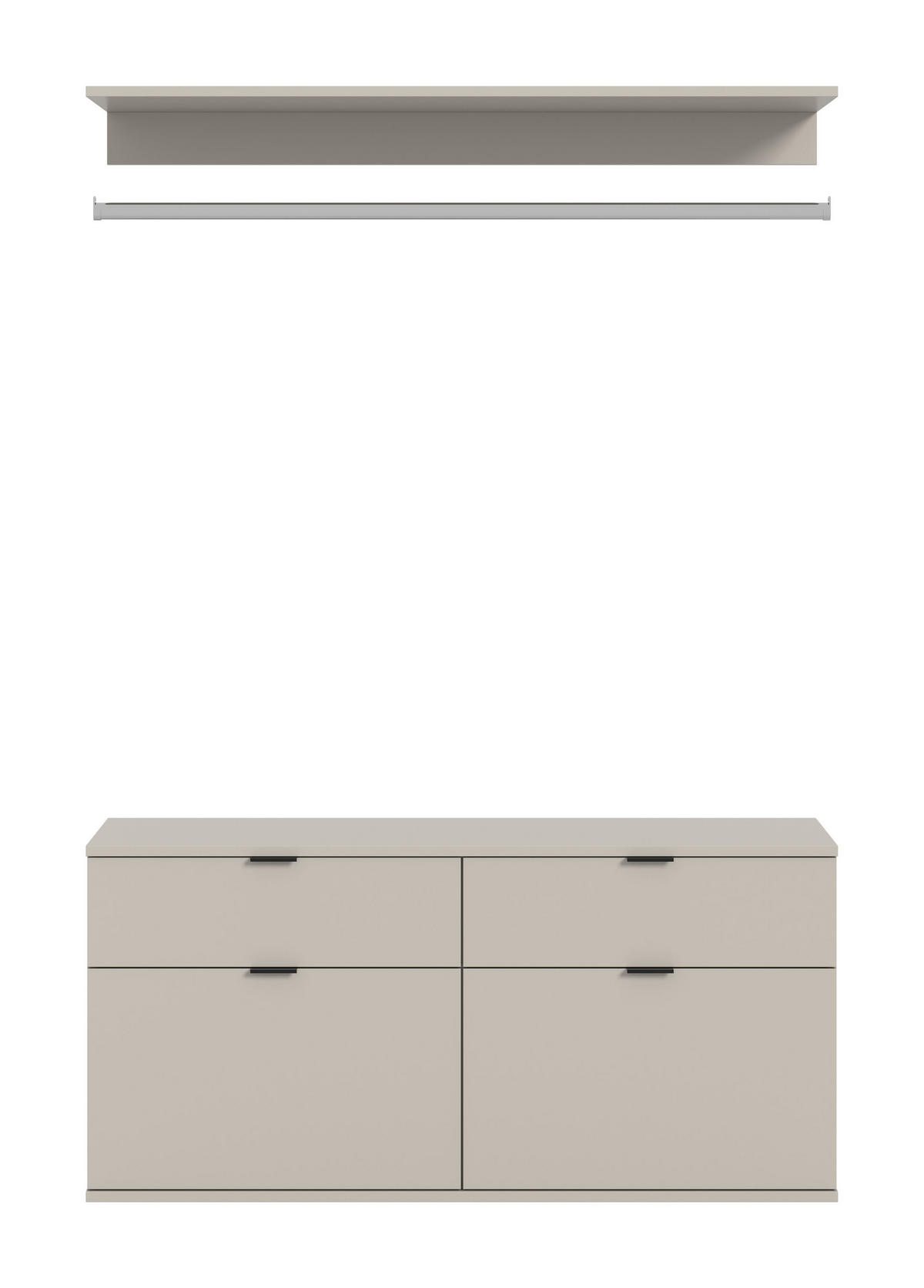 KOMMODE + Garderobenstange PROJEKT X (B/H/T: ca. 121/62/34 cm) in Kaschmir/Kaschmir - Kaschmir, Holzwerkstoff (121/62/34cm)