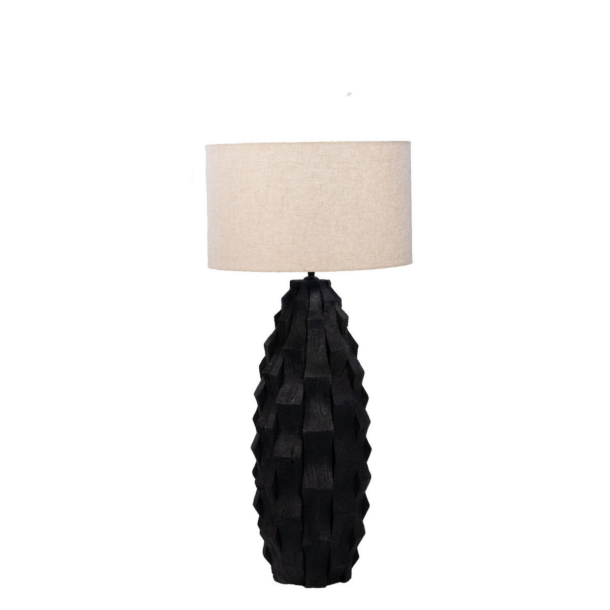 TISCHLAMPE aus Holz 40cm, schwarz - Schwarz, Holz (40/40/81cm) - Giga Meubel