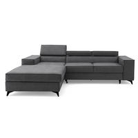 ECKSOFA PURE S Links mit Schlaffunktion 127x215 Velours Grau - Schwarz/Grau, Holz/Textil (281/204cm) - Muffo
