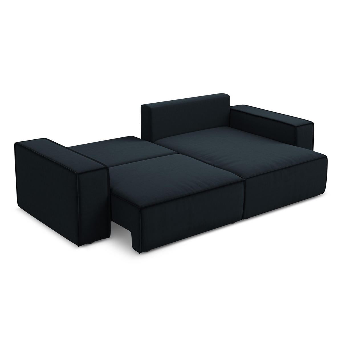 ECKSOFA mit Schlaffunktion Samt Stoff Blau - Blau/Schwarz, Kunststoff/Textil (257/148cm) - LaMiaSofa