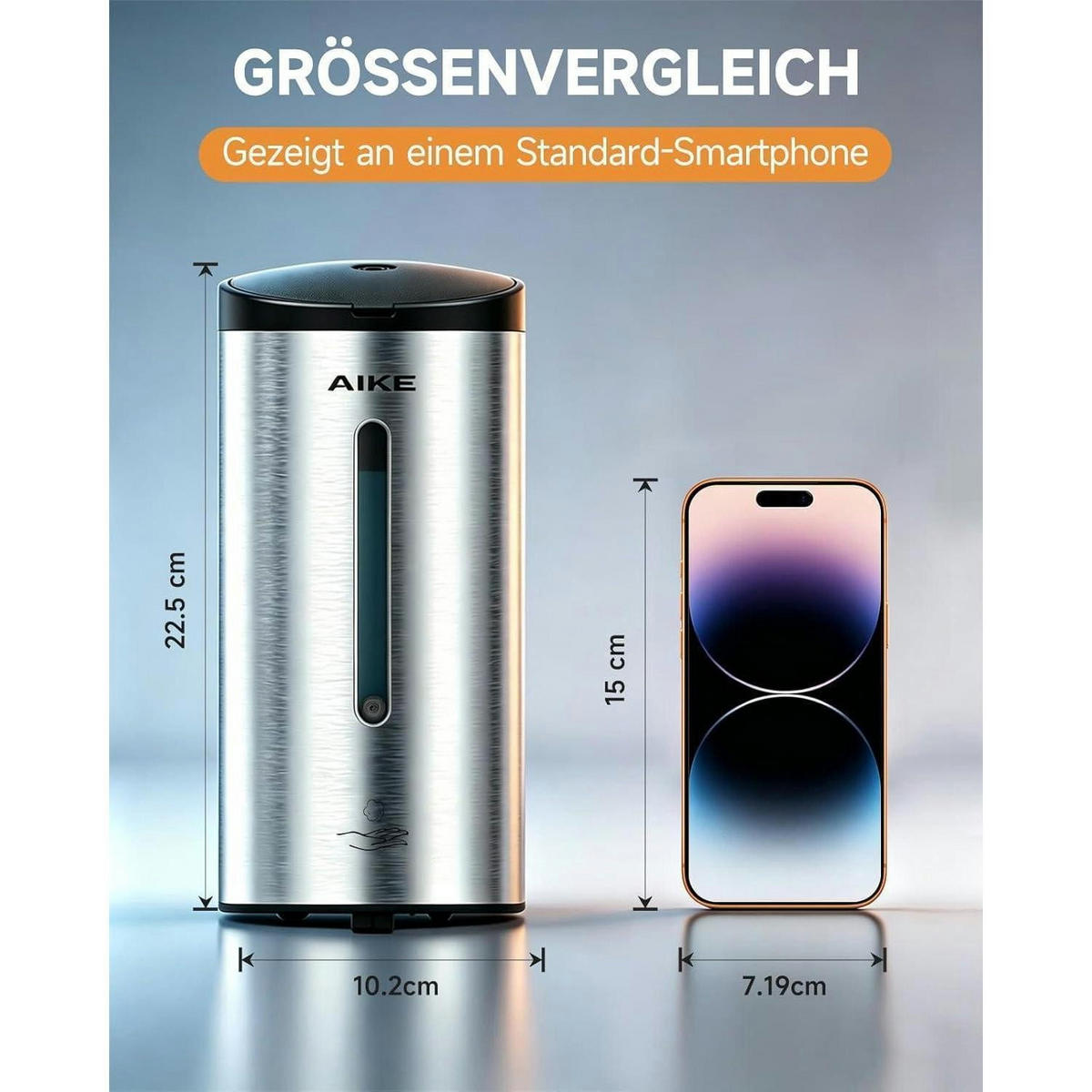 SCHAUMSEIFENSPENDER Edelstahl gebürstet 750ml Wandmontage - Silberfarben, Metall (12/11/24cm)