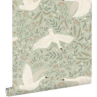 TAPETE Schwäne 53 cm x 10.05 m - Grün, Papier (53/0.1cm) - ESTAhome